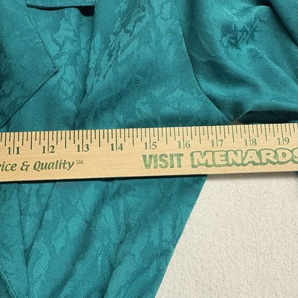 Sandy Sandy 80s Teal Jumpsuit Button Closure Belted Shoulder Pads Size 10 - Picture 12 of 15